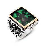 Silver Green Zircon Stone Men's Ring